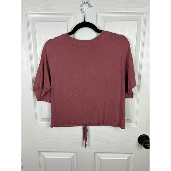 Offline by Aerie Size XS Mauve Pink Cropped Front Tie Tee with pocket - Picture 5 of 5
